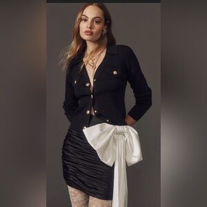 Anthro Maeve Black Gold Button Cardigan Size L NWOT